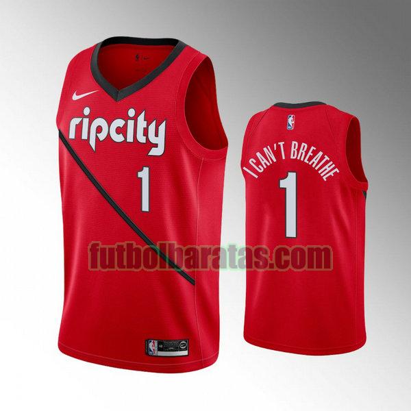 camiseta city edition 19-20 anfernee simons 1 portland trail blazers rojo hombro