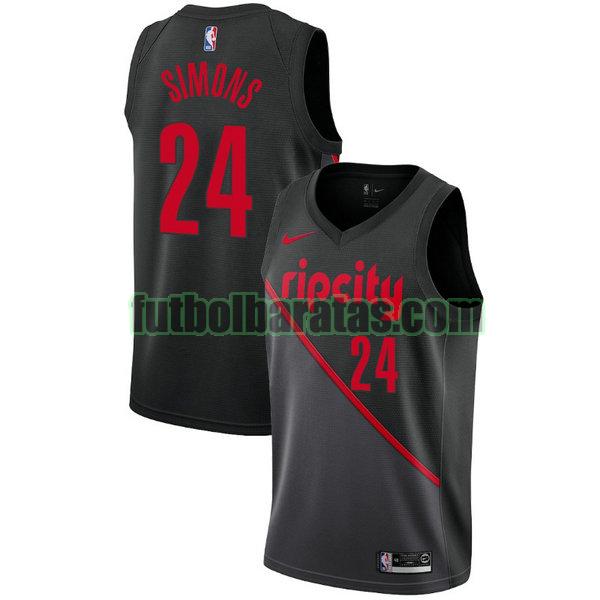 camiseta city edition 19-20 anfernee simons 24 portland trail blazers negro hombro