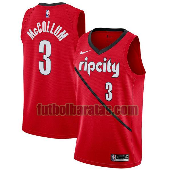camiseta city edition 19-20 c.j. mccollum 3 portland trail blazers rojo hombro