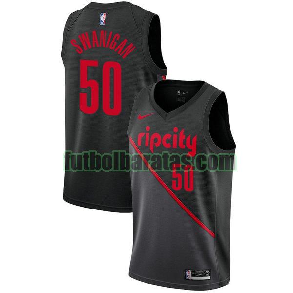 camiseta city edition 19-20 caleb swanigan 40 portland trail blazers negro hombro