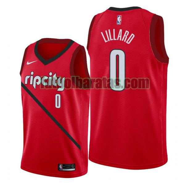 camiseta city edition 19-20 damian lillard 0 portland trail blazers rojo hombro