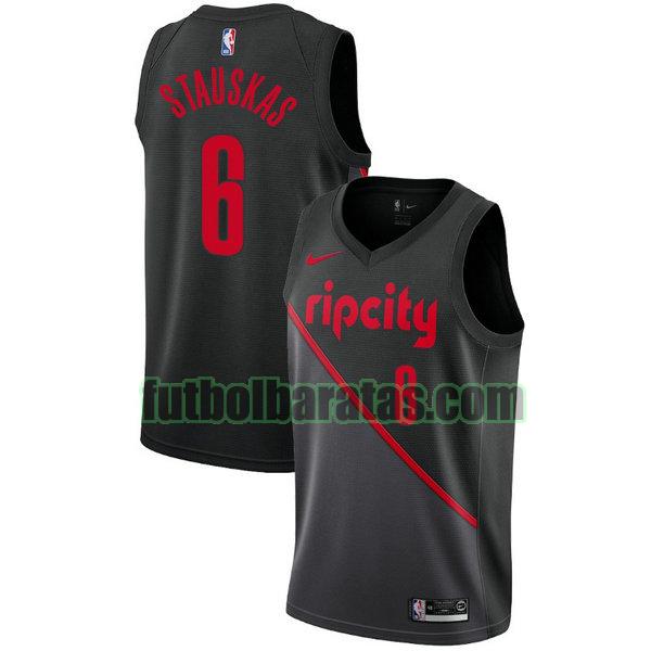 camiseta city edition 19-20 nik stauskas 6 portland trail blazers negro hombro