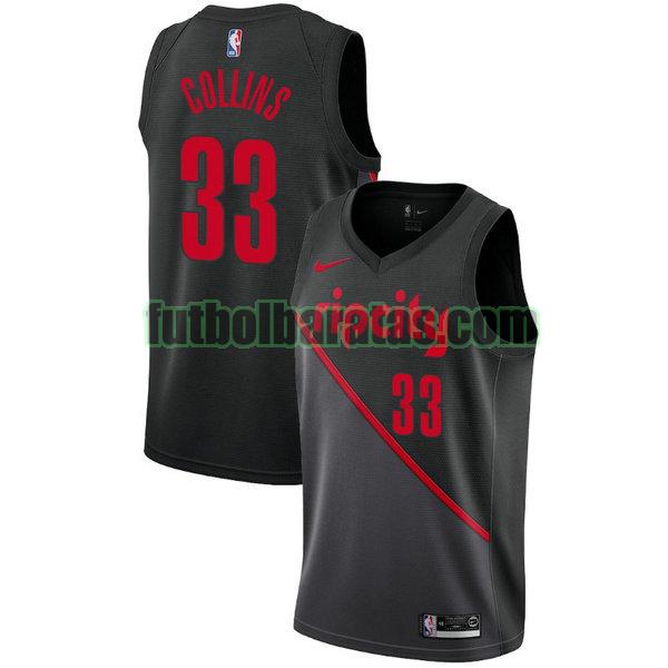 camiseta city edition 19-20 zach collins 33 portland trail blazers negro hombro