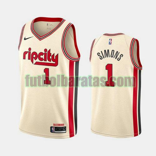 camiseta city edition 19 20 anfernee simons 1 portland trail blazers blanco hombre