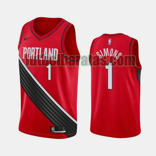 camiseta city edition 19 20 anfernee simons 1 portland trail blazers rojo hombre