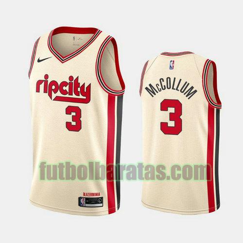 camiseta city edition 19 20 c.j. mccollum 3 portland trail blazers blanco hombre