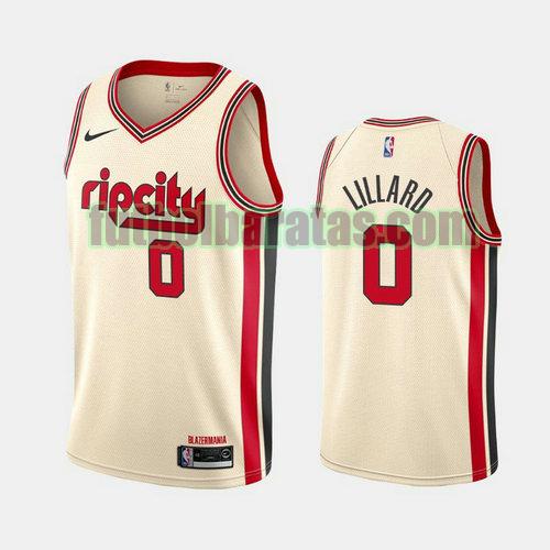 camiseta city edition 19 20 damian lillard 0 portland trail blazers blanco hombre