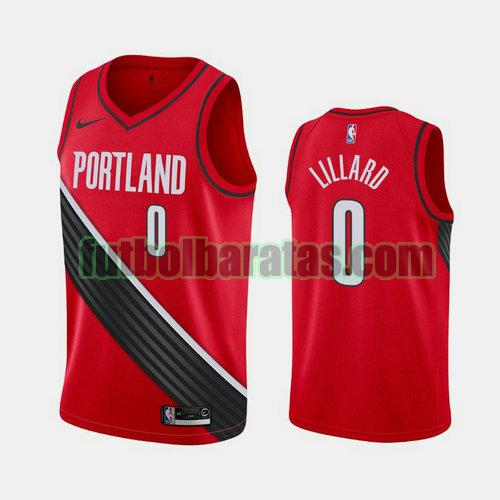 camiseta city edition 19 20 damian lillard 0 portland trail blazers rojo hombre
