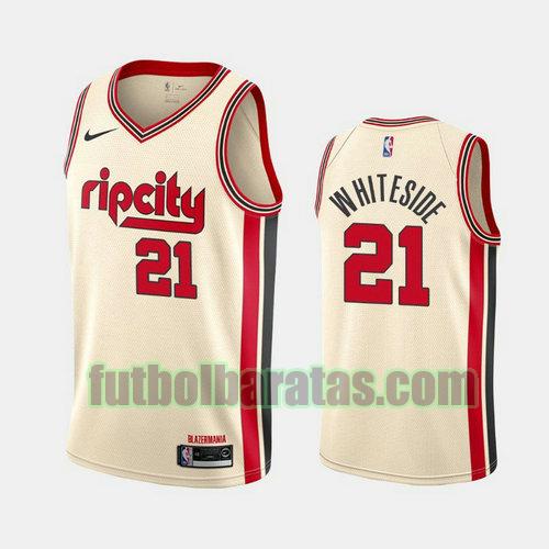 camiseta city edition 19 20 hassan whiteside 21 portland trail blazers blanco hombre