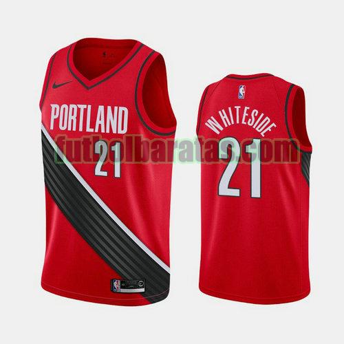 camiseta city edition 19 20 hassan whiteside 21 portland trail blazers rojo hombre