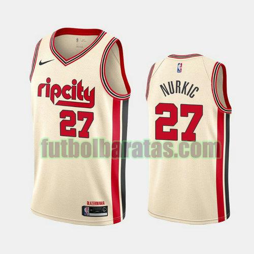 camiseta city edition 19 20 jusuf nurkic 27 portland trail blazers blanco hombre