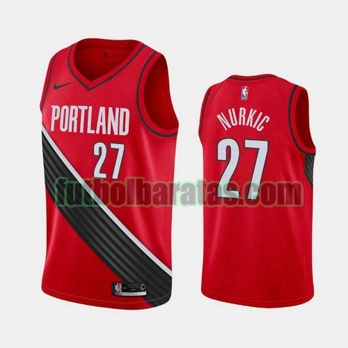 camiseta city edition 19 20 jusuf nurkic 27 portland trail blazers rojo hombre