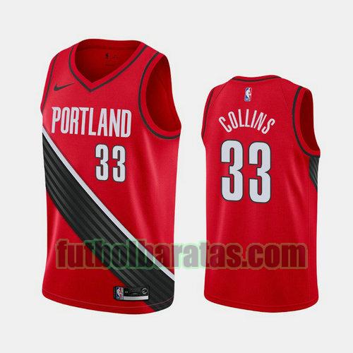 camiseta city edition 19 20 zach collins 33 portland trail blazers rojo hombre