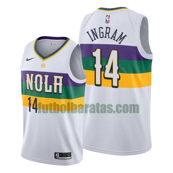 camiseta city edition 2020 brandon ingram 14 new orleans pelicans blanco hombro