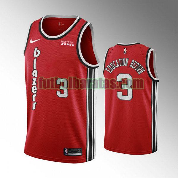 camiseta city edition 2020 c.j. mccollum 3 portland trail blazers rojo hombro