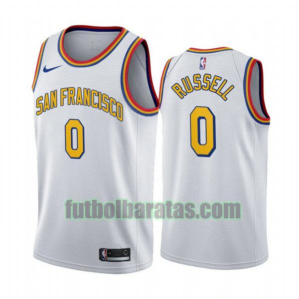 camiseta city edition 2020 d'angelo russell 0 golden state warriors blanco hombro