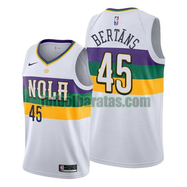 camiseta city edition 2020 dairis bertans 45 new orleans pelicans blanco hombro