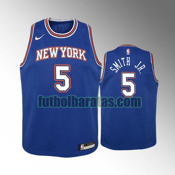 camiseta city edition 2020 dennis smith jr. 5 new york knicks azul niño