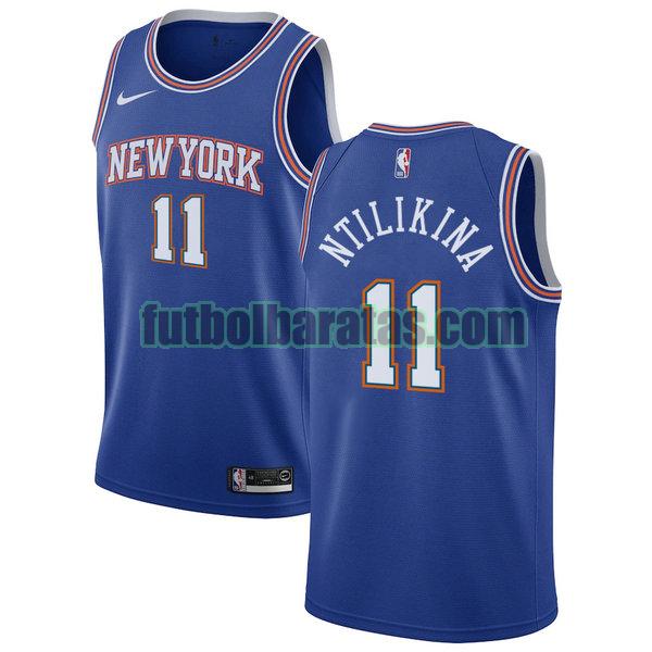 camiseta city edition 2020 frank ntilikina 11 new york knicks azul hombro