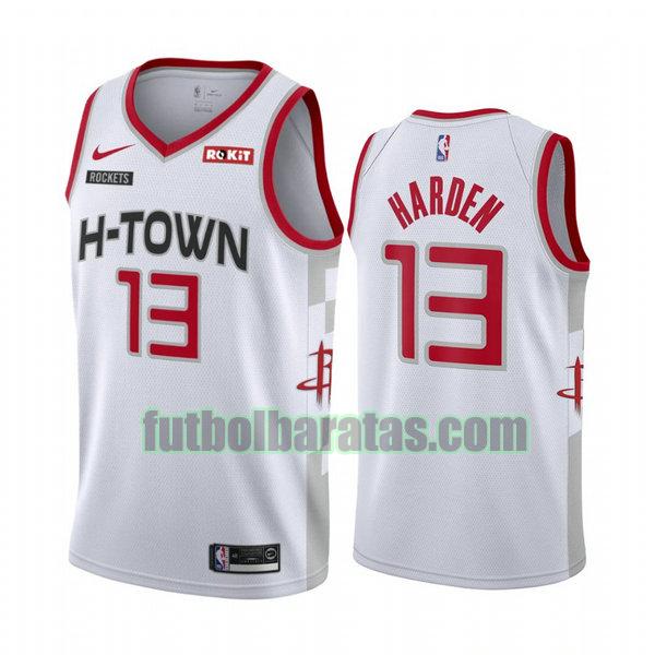 camiseta city edition 2020 james harden 13 houston rockets blanco hombro