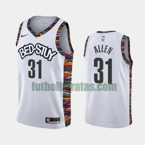 camiseta city edition 2020 jarrett allen 31 brooklyn nets blanco hombro