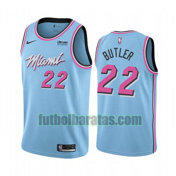 camiseta city edition 2020 jimmy butler 22 miami heat azul hombro