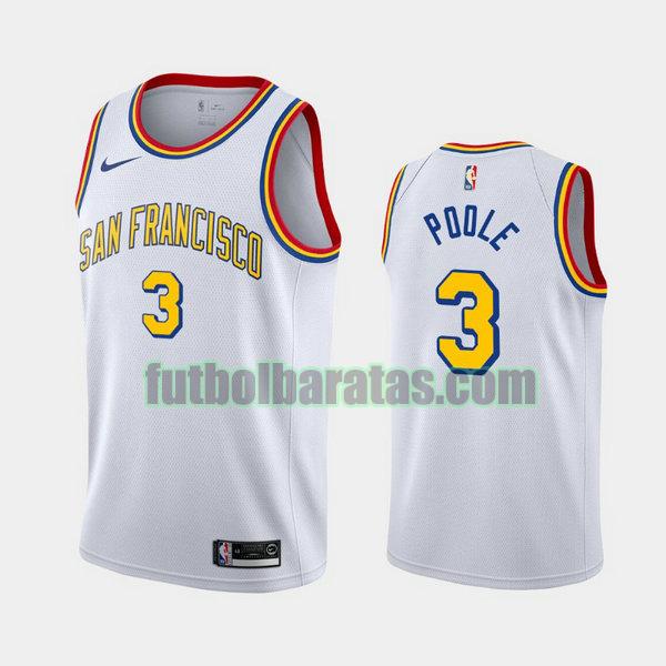 camiseta city edition 2020 jordan poole 3 golden state warriors blanco hombro