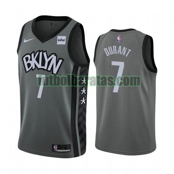 camiseta city edition 2020 kevin durant 7 brooklyn nets gris hombro