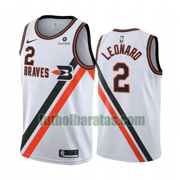 camiseta city edition 2020 leonard braves 2 los angeles clippers blanco hombro