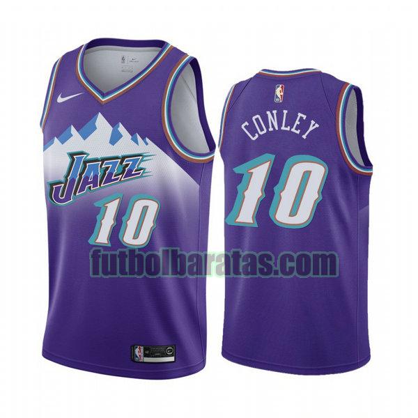 camiseta city edition 2020 mike conley 10 utah jazz púrpura hombro