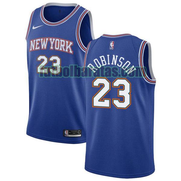 camiseta city edition 2020 mitchell robinson 23 new york knicks azul hombro