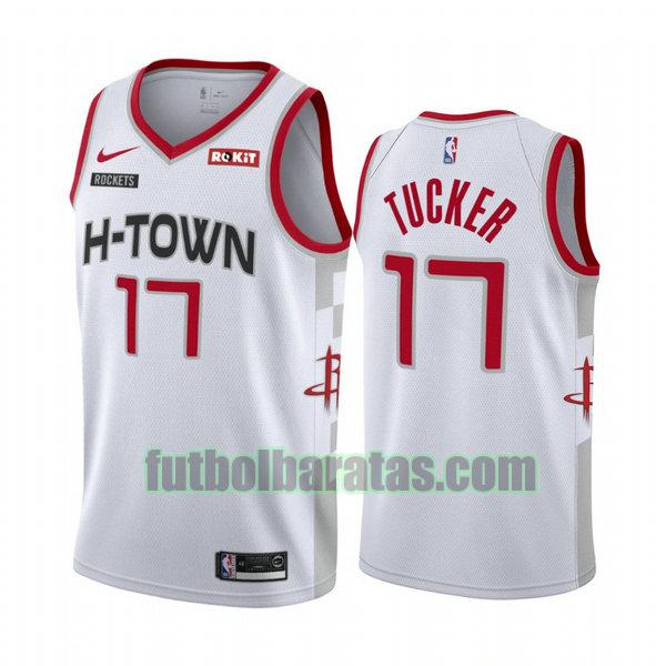 camiseta city edition 2020 p.j. tucker 77 houston rockets blanco hombro