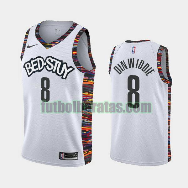 camiseta city edition 2020 spencer dinwiddie 8 brooklyn nets blanco hombro