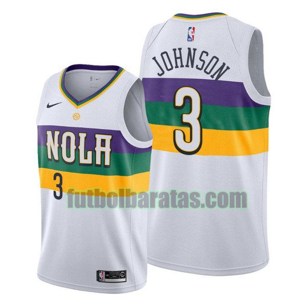 camiseta city edition 2020 stanley johnson 3 new orleans pelicans blanco hombro