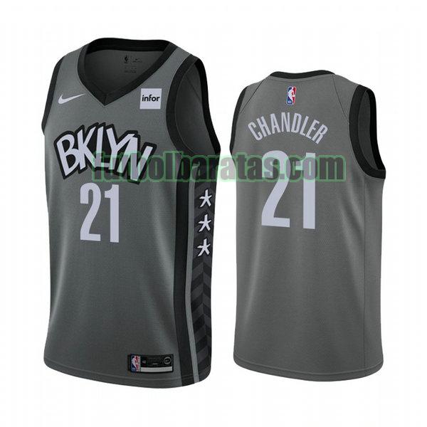 camiseta city edition 2020 wilson chandler 21 brooklyn nets gris hombro