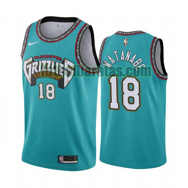 camiseta city edition 2020 yuta watanabe 18 memphis grizzlies verde hombro