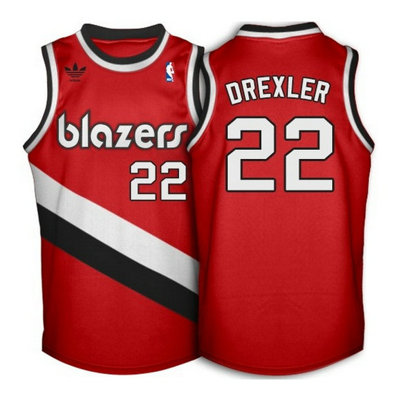 camiseta clyde drexler 22 portland trail blazers soul roja retro