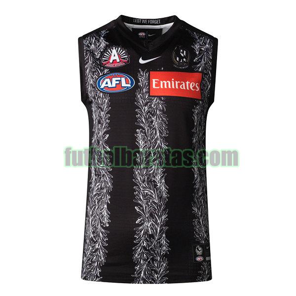 camiseta collingwood magpies 2021 negro anzac guernsey