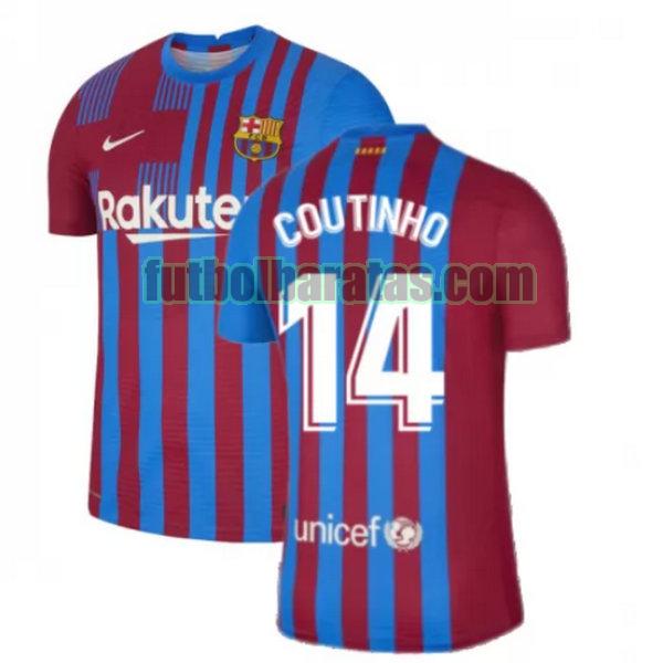 camiseta coutinho 14.jpg barcelona 2021 2022 rojo blanco primera