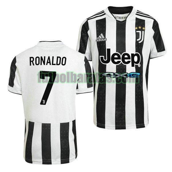 camiseta cristiano ronaldo 7 juventus 2021 2022 negro blanco primera