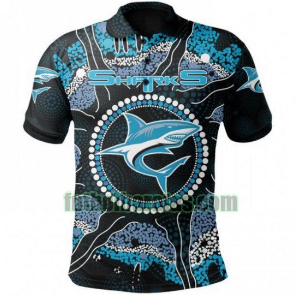 camiseta cronulla sutherland sharks 2021 negro indigenous