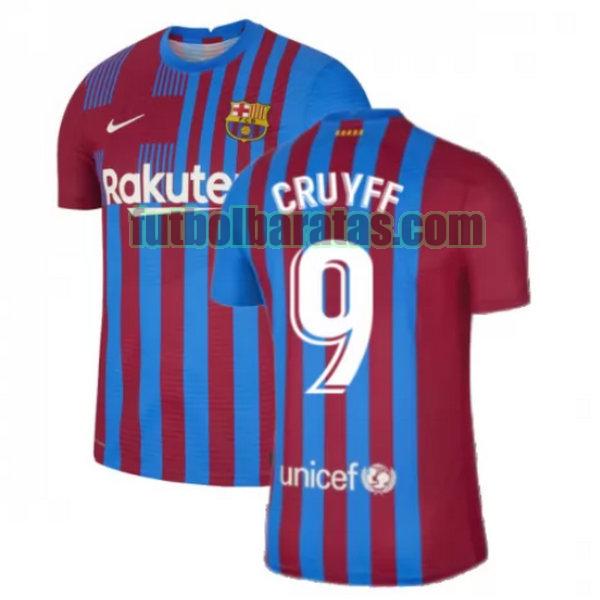 camiseta cruyff 9 barcelona 2021 2022 rojo blanco primera