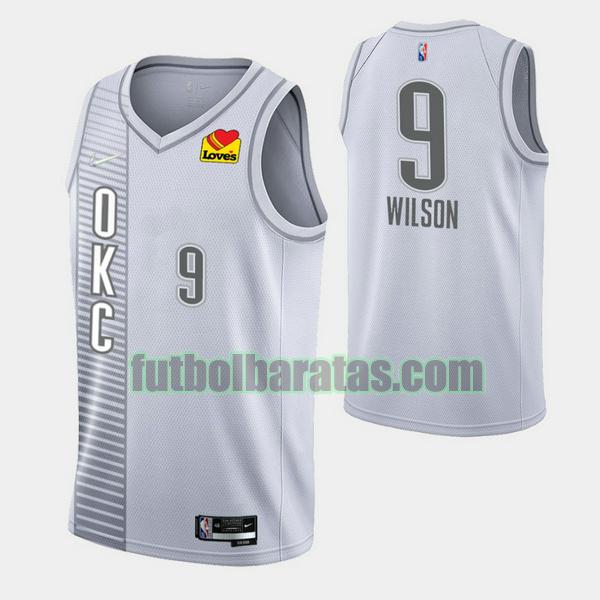 camiseta d. j.wilson 9 oklahoma city thunder gris hombre