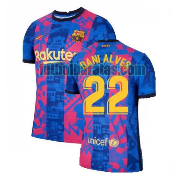 camiseta dani alves 22 barcelona 2021 2022 azul rojo tercera