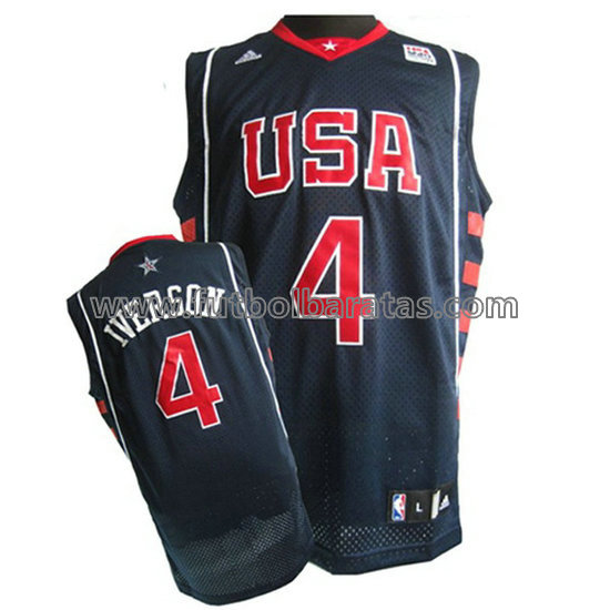 camiseta de baloncesto Allen Iverson Número 4 usa 2004 azul