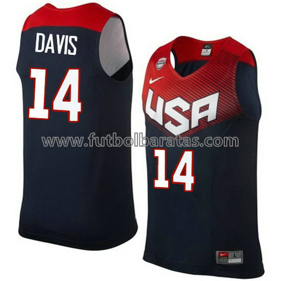 camiseta de baloncesto Anthony Davis Número 14 usa 2014 azul