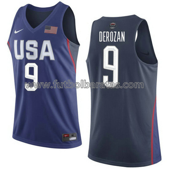 camiseta de baloncesto DeMar DeRozan Número 9 usa 2016 azul