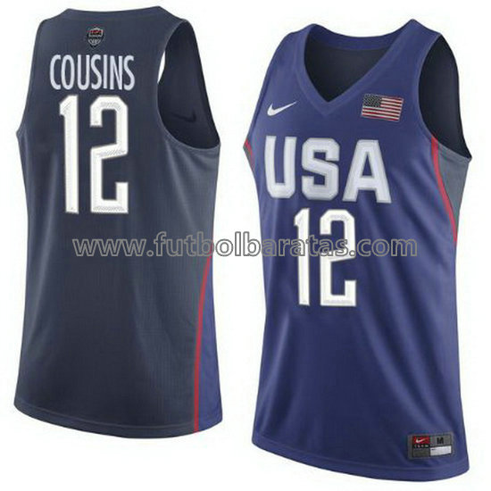 camiseta de baloncesto DeMarcus Cousins Número 12 usa 2016 azul