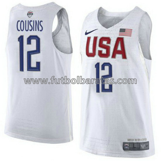 camiseta de baloncesto DeMarcus Cousins Número 12 usa 2016 blanca