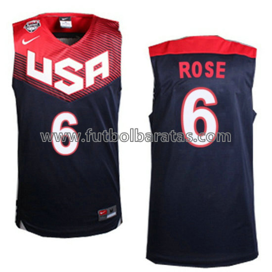 camiseta de baloncesto Derrick Rose Número 6 usa 2014 azul